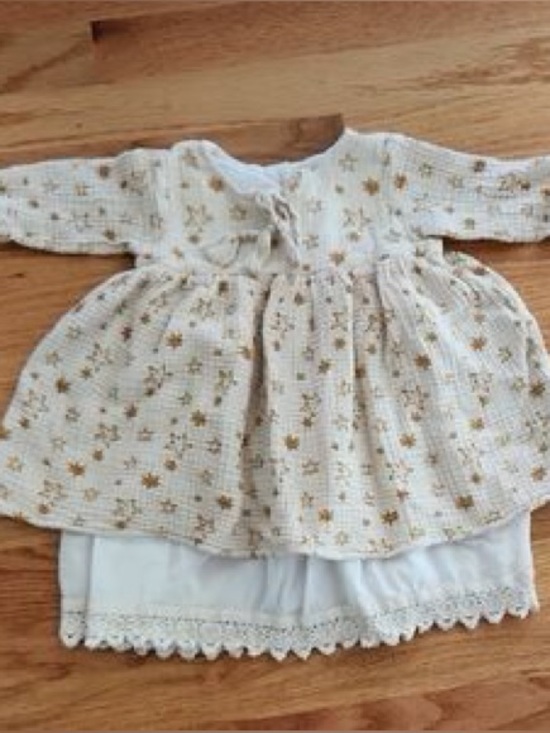 Wild Wawa Other - Wild Wawa Cream Star-Print Girls' Casual Dress with Lace Hem